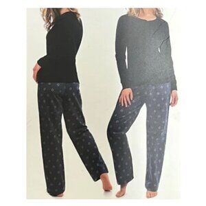 Jasmine Rose New Women's Black And Grey Cotton Blend Two-piece Lounge Set